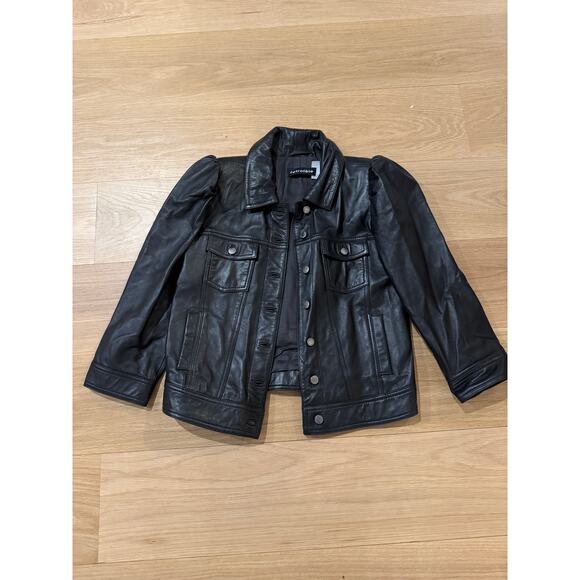 Retrofete Ada Leather Cropped Jacket Black Size Small - Picture 3 of 6
